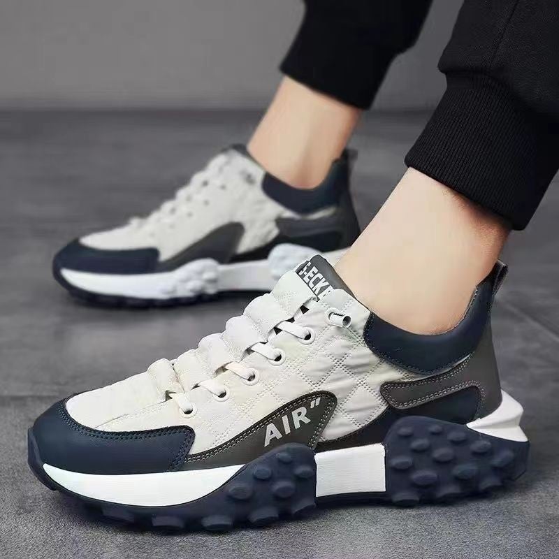 Thick-soled Torre Shoes Mens and Womens Autumn and Winter Korean-style Running Shoes Low-top Fashionable Breathable sneaker Cross-border plus size White (pattern machine) - Image 1