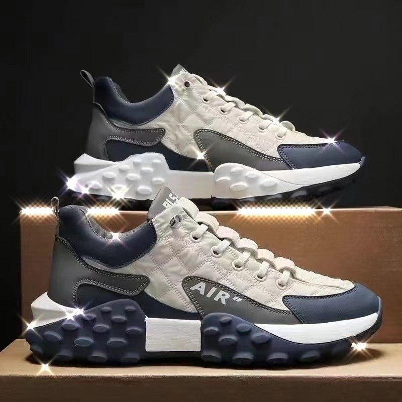 Thick-soled Torre Shoes Mens and Womens Autumn and Winter Korean-style Running Shoes Low-top Fashionable Breathable sneaker Cross-border plus size White (pattern machine) - Image 4