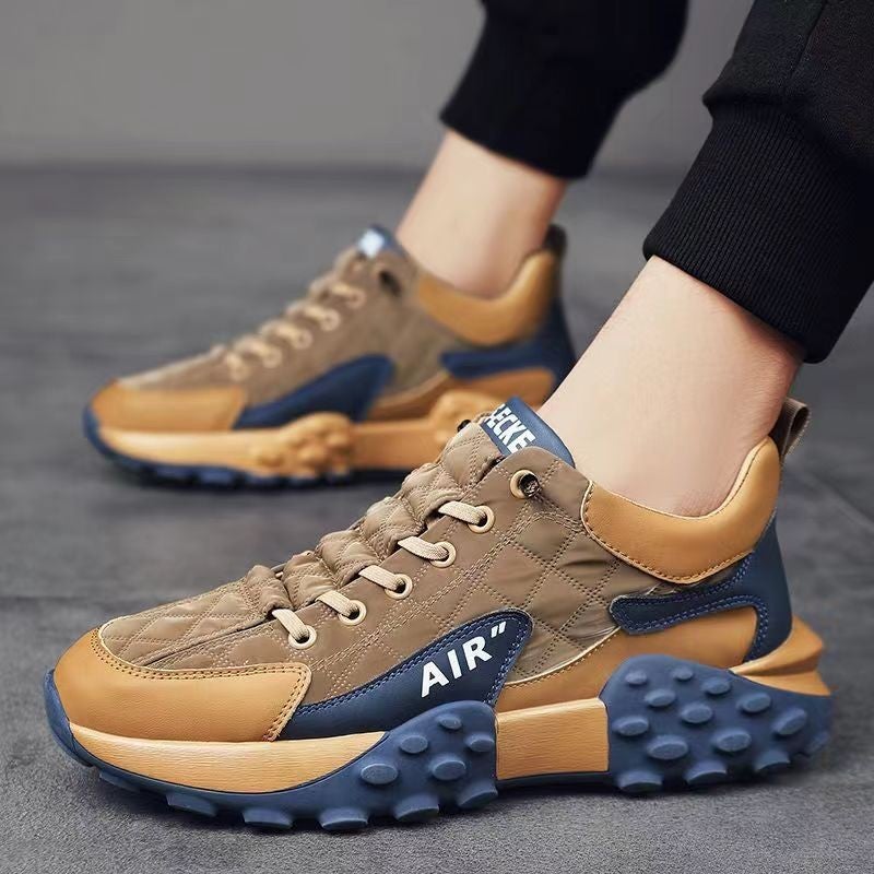 Thick-soled Torre Shoes Mens and Womens Autumn and Winter Korean-style Running Shoes Low-top Fashionable Breathable sneaker Cross-border plus size White (pattern machine) - Image 2