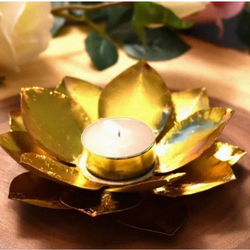 NMEXX NMEXX Lotus Metal Handcrafted Collections Festive Decorative Tealight Candle Holder for Home Decor with Chain Hangs for Diwali Christmas Home and Party Decorations Pack of 2  - Image 2