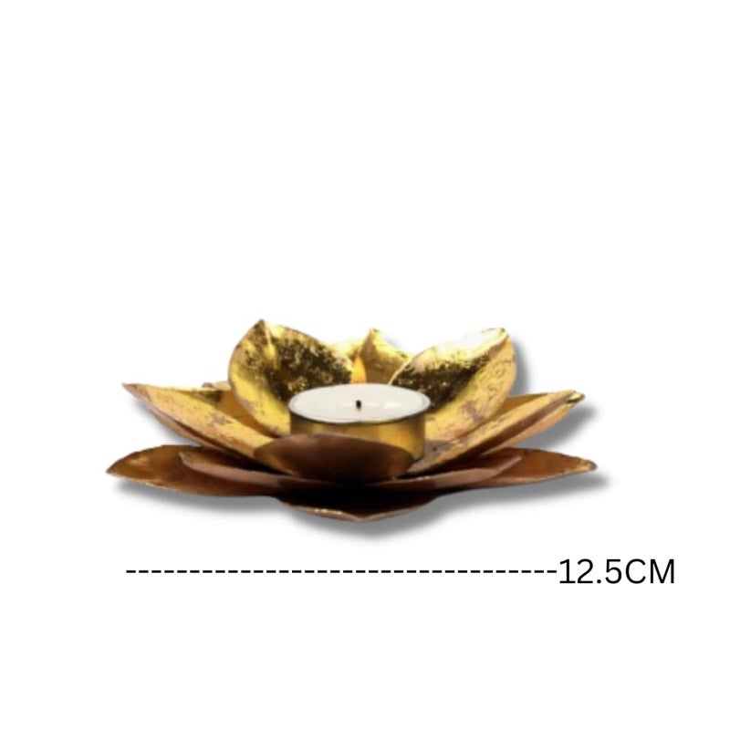 NMEXX NMEXX Lotus Metal Handcrafted Collections Festive Decorative Tealight Candle Holder for Home Decor with Chain Hangs for Diwali Christmas Home and Party Decorations Pack of 2  - Image 3