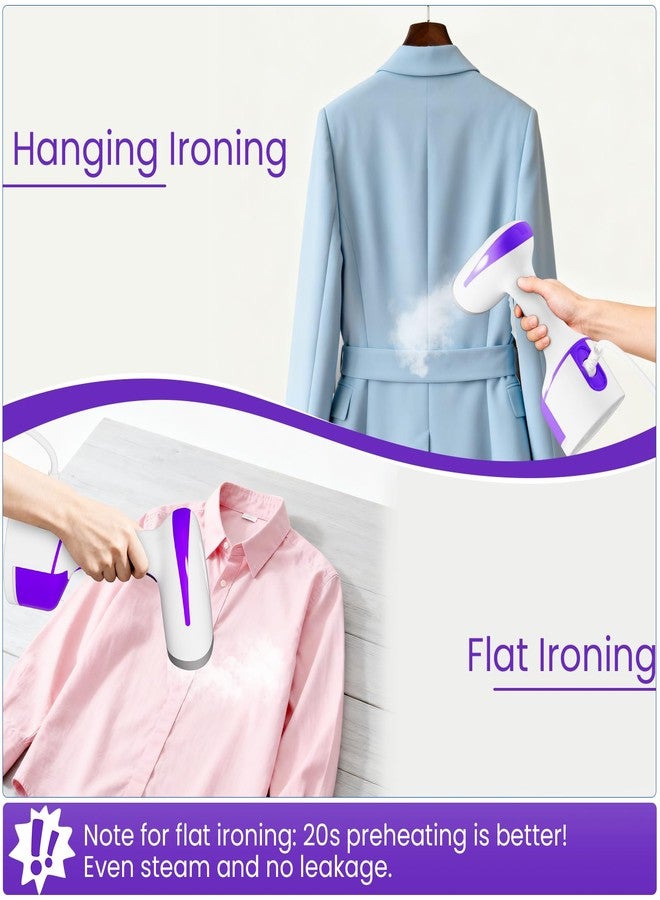 DBC Steamer for Clothes 1500W, 20S Fast Heat-up Portable Handheld Steamer for Clothes, 2 in 1 Fabric Wrinkle Remover with Fabric Brush, 250ml Water Tank, Ideal for Home, Office, Travel, Purple - Image 5