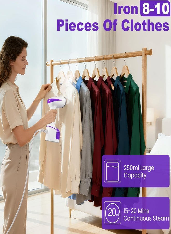 DBC Steamer for Clothes 1500W, 20S Fast Heat-up Portable Handheld Steamer for Clothes, 2 in 1 Fabric Wrinkle Remover with Fabric Brush, 250ml Water Tank, Ideal for Home, Office, Travel, Purple - Image 3