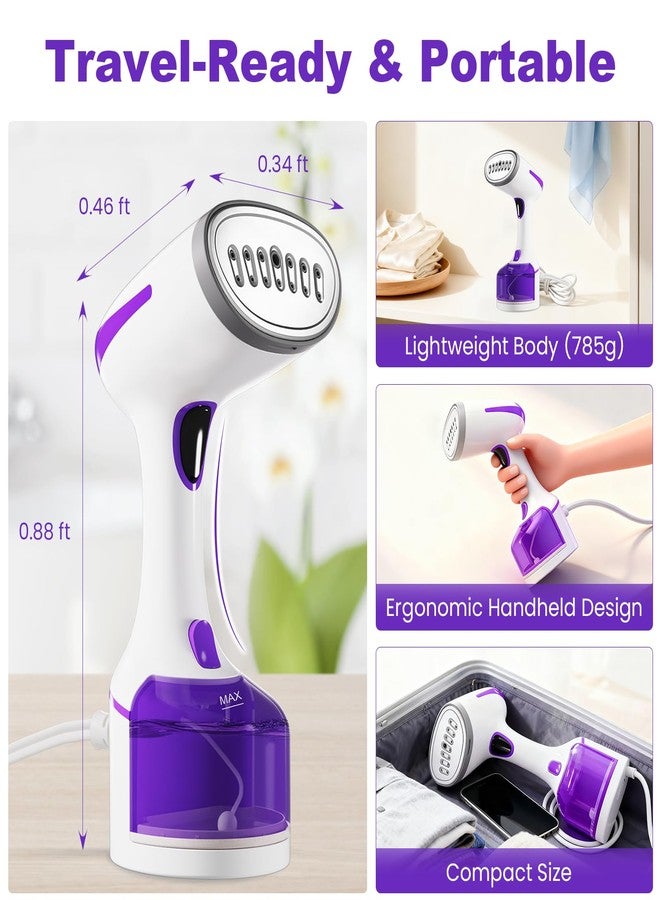 DBC Steamer for Clothes 1500W, 20S Fast Heat-up Portable Handheld Steamer for Clothes, 2 in 1 Fabric Wrinkle Remover with Fabric Brush, 250ml Water Tank, Ideal for Home, Office, Travel, Purple - Image 4