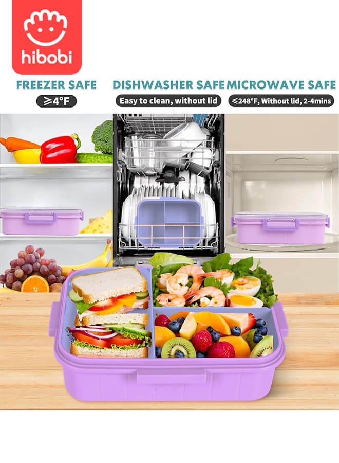 hibobi Kids Dinosaur Lunch Box | Leak-Proof 3-Compartment Bento Box | Food-Grade PP Material | Microwave & Dishwasher Safe | Portable Handle Design | 1200ml Capacity | For Ages 3–10 | Ideal Birthday & Back-to-School Gift - Image 3