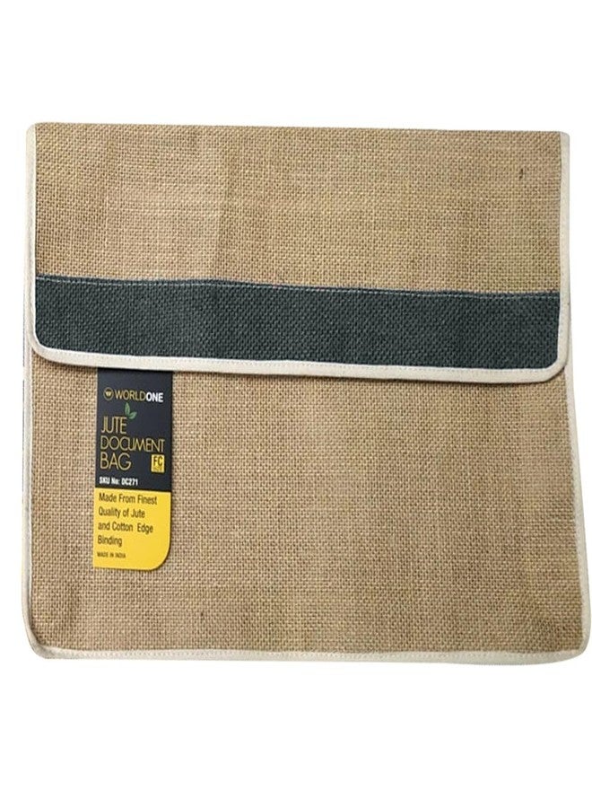 Worldone Jute Document Bag with Velcro Closure for Extra Security, Cotton Edge Binding, Ideal for Use as Office Bag, Size FC, Assorted Strip Color, Pack of 5 - Image 2