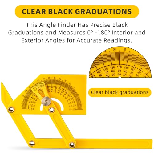 SYFLHYP 2 Pcs Protractor Angle Finders, Adjustable Protractors 0°-180° with Locking Nut(for Exterior, Interior, Bevel Angles), Portable Angle Measurement Tools for Carpenters & Woodworking Hobbyists & DIYer - Image 3