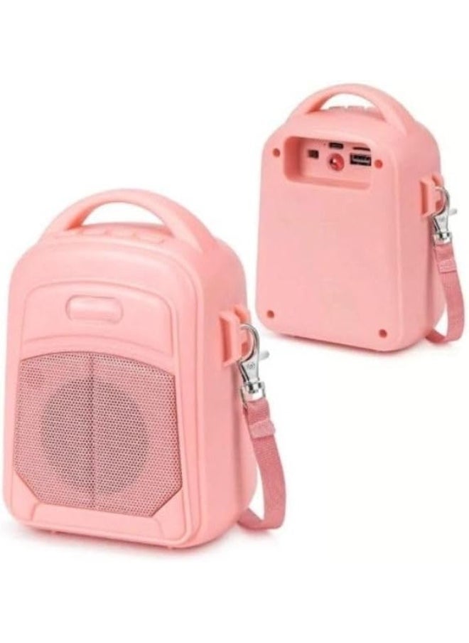 Generic Bluetooth Speaker, Bag Shape, High-Fidelity Sound, USB and Memory Port, Reinforced Plastic Handle and Practical Imported Mobile Holder W (Pink)  - Image 4