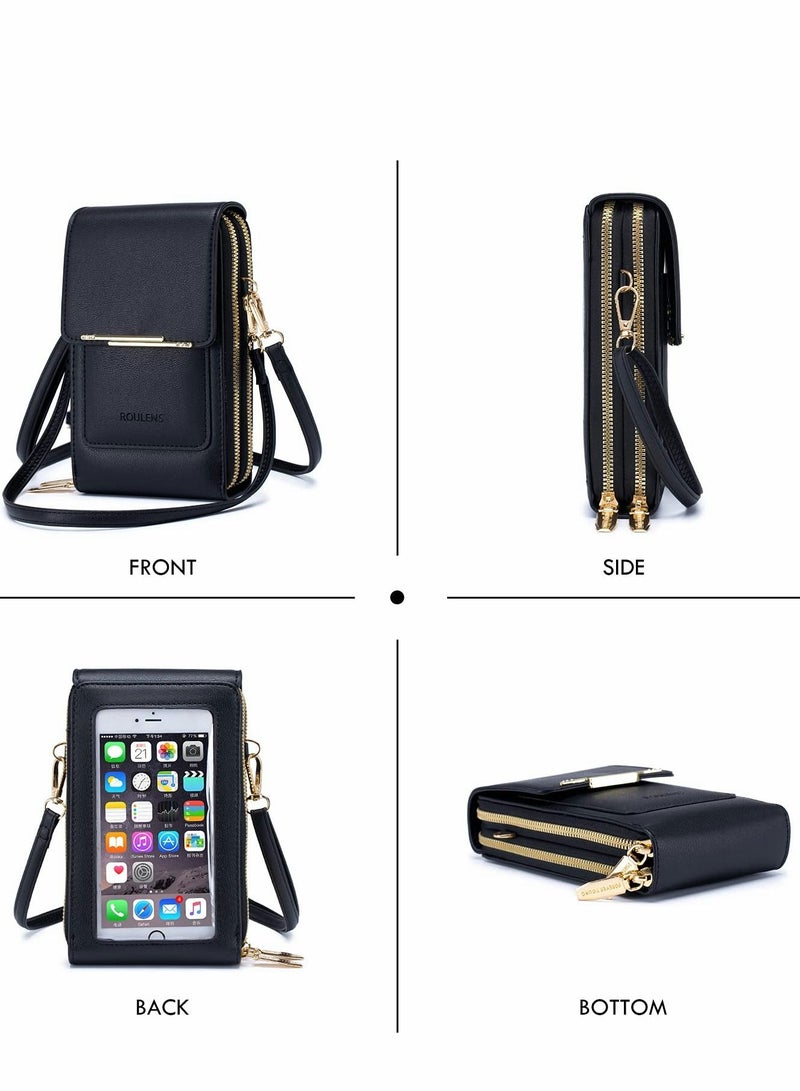 Excefore Small Crossbody Shoulder Bag for Women, Cellphone Bags Card Holder Wallet Purse and Handbags, Black - Image 3