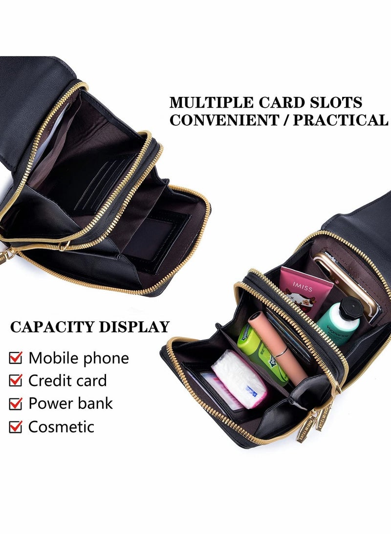 Excefore Small Crossbody Shoulder Bag for Women, Cellphone Bags Card Holder Wallet Purse and Handbags, Black - Image 2