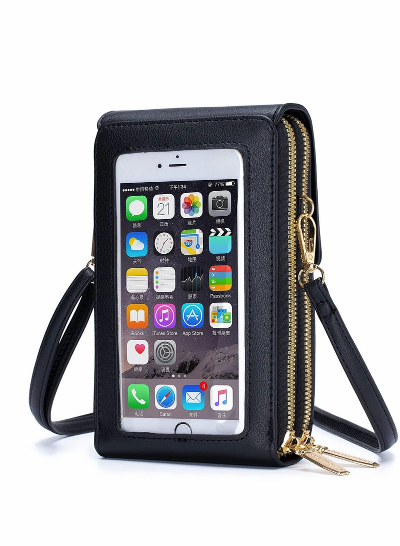 Excefore Small Crossbody Shoulder Bag for Women, Cellphone Bags Card Holder Wallet Purse and Handbags, Black - Image 1