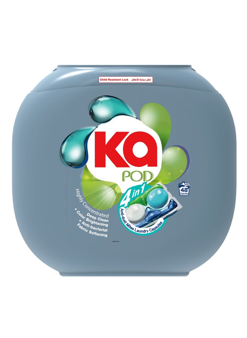 KA 4-in-1 Laundry Detergent Pods Bundle (96 Pods) - Anti-Dust Mites, Deep Cleaning, Fabric Softening, Color Brightening, 99.9% Anti-Bacterial, Powerful Stain Remover, German Formulated, Original Scent - Image 2