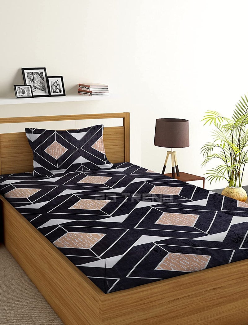 RD TREND Presents Luxurious Flannel/Warm Elastic Fitted Single Bedsheet Fully Elasticized with Their 1 Pillow Covers - Coffee Combo(Velvet) - Image 1