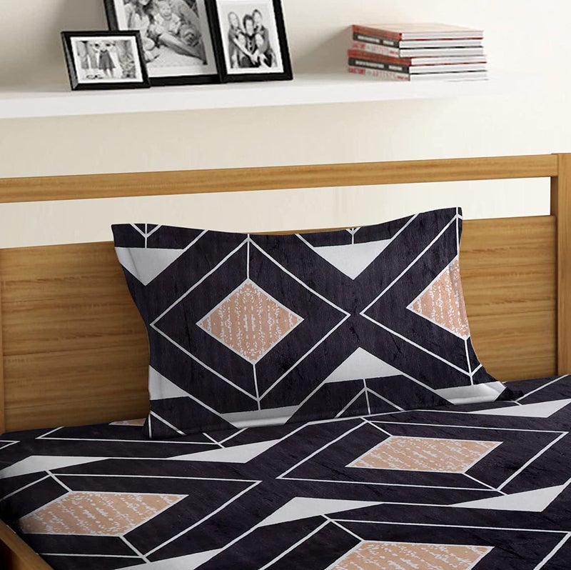 RD TREND Presents Luxurious Flannel/Warm Elastic Fitted Single Bedsheet Fully Elasticized with Their 1 Pillow Covers - Coffee Combo(Velvet) - Image 3