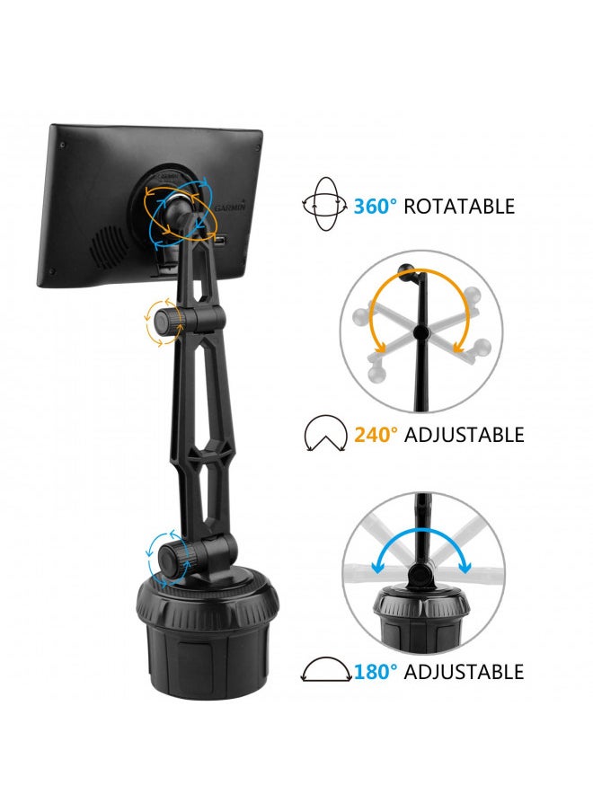 1Zero GPS Car Mount Cup Holder with Adjustable Arm for Garmin - Replacement GPS Cupholder Ball Mount for Garmin Nuvi Dezl Drive Drivesmart Zumo Driveassist DriveLuxe StreetPilot RV Portable Navigator  - Image 5
