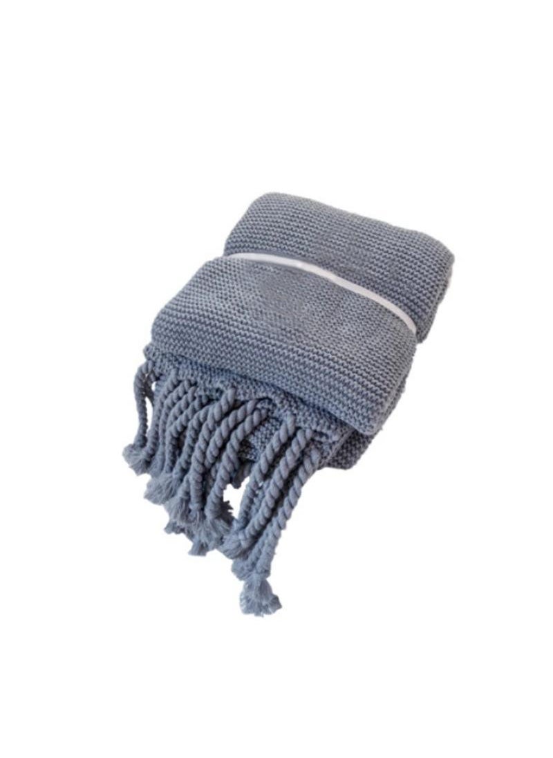 Y&D Simple Solid Color Knitted Throw Blanket Cotton Lunch Break Grey Blanket 