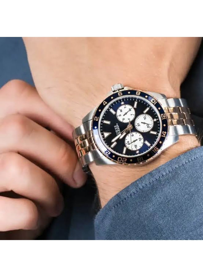 GUESS ساعة غس للرجال بلون فضي/بلون وردي ذهبي كواتز W1107G3 - Image 3