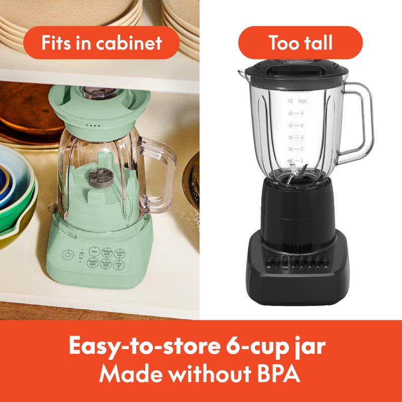 bella 10 Speed Countertop Blender, Juicer & Smoothie Maker, Fits-anywhereâ„¢ Kitchenware, Slim Flip & Store Design, Dishwasher Safe 48oz Capacity Pitcher & Lid, Stainless Steel Blade, 450 Watt, Seaglass - Image 2