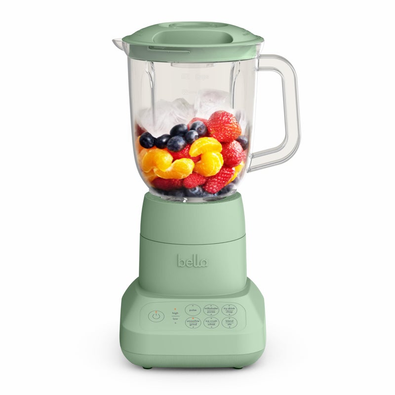 bella 10 Speed Countertop Blender, Juicer & Smoothie Maker, Fits-anywhereâ„¢ Kitchenware, Slim Flip & Store Design, Dishwasher Safe 48oz Capacity Pitcher & Lid, Stainless Steel Blade, 450 Watt, Seaglass - Image 1
