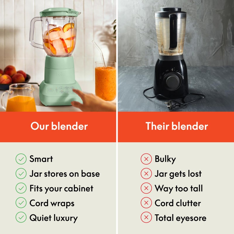 bella 10 Speed Countertop Blender, Juicer & Smoothie Maker, Fits-anywhereâ„¢ Kitchenware, Slim Flip & Store Design, Dishwasher Safe 48oz Capacity Pitcher & Lid, Stainless Steel Blade, 450 Watt, Seaglass - Image 5