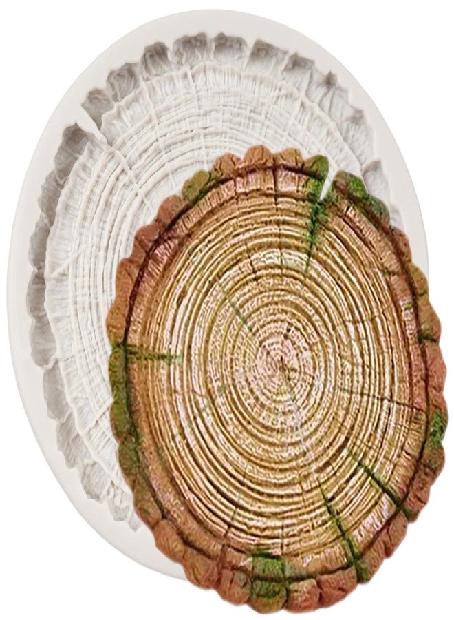 FCKEMLDS Tree Stump Fondant Mold Tree Bark Silicone Mold Log Slice Molds For Cake Decoration Cupcake Topper Chocolate Candy Polymer Clay Gum Paste - Image 1