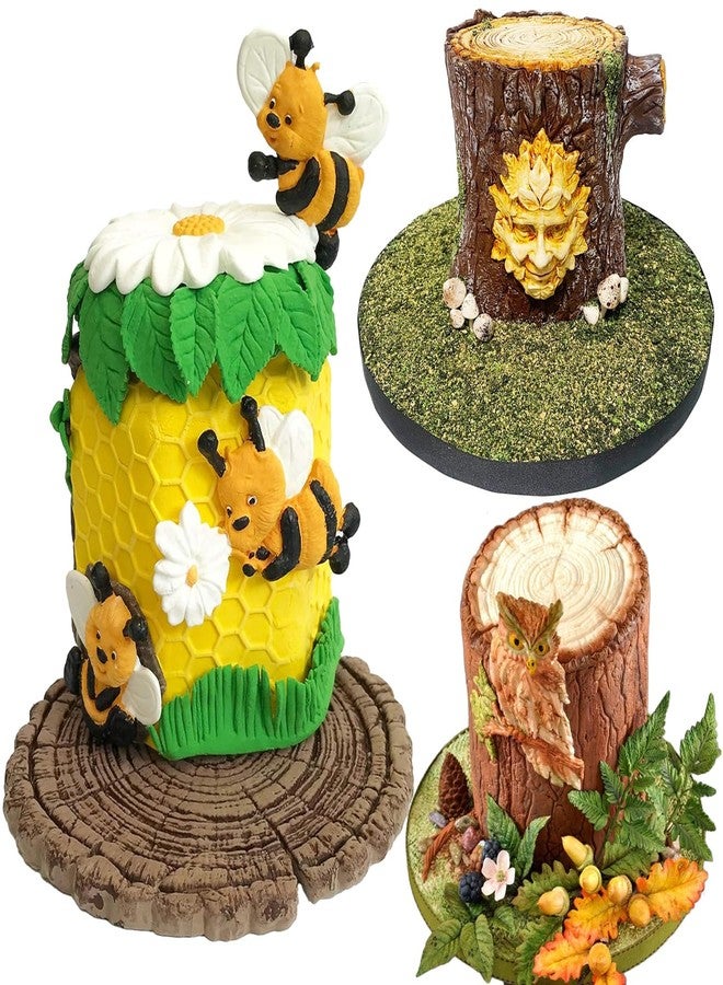 FCKEMLDS Tree Stump Fondant Mold Tree Bark Silicone Mold Log Slice Molds For Cake Decoration Cupcake Topper Chocolate Candy Polymer Clay Gum Paste - Image 4