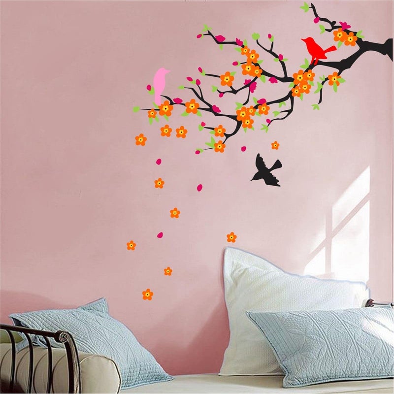 Byte Shop Beautiful Tree Colorful Birds Flower Design PVC Vinyl Multicolor Decorative Wall Sticker for Wall Decoration WD160 - Image 3