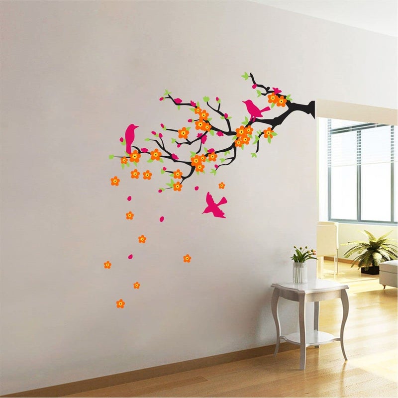Byte Shop Beautiful Tree Colorful Birds Flower Design PVC Vinyl Multicolor Decorative Wall Sticker for Wall Decoration WD160 - Image 5
