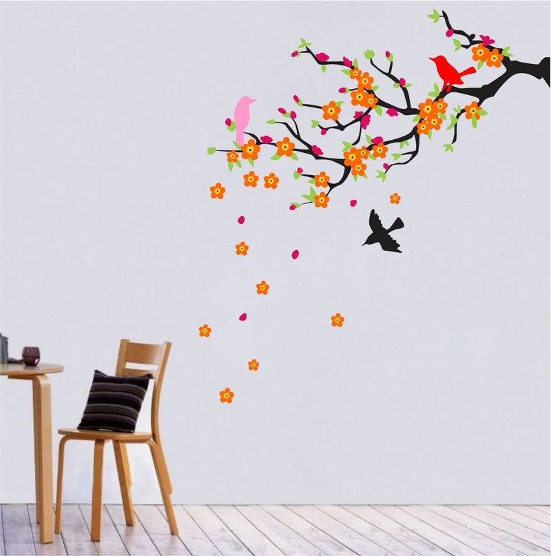 Byte Shop Beautiful Tree Colorful Birds Flower Design PVC Vinyl Multicolor Decorative Wall Sticker for Wall Decoration WD160 - Image 4
