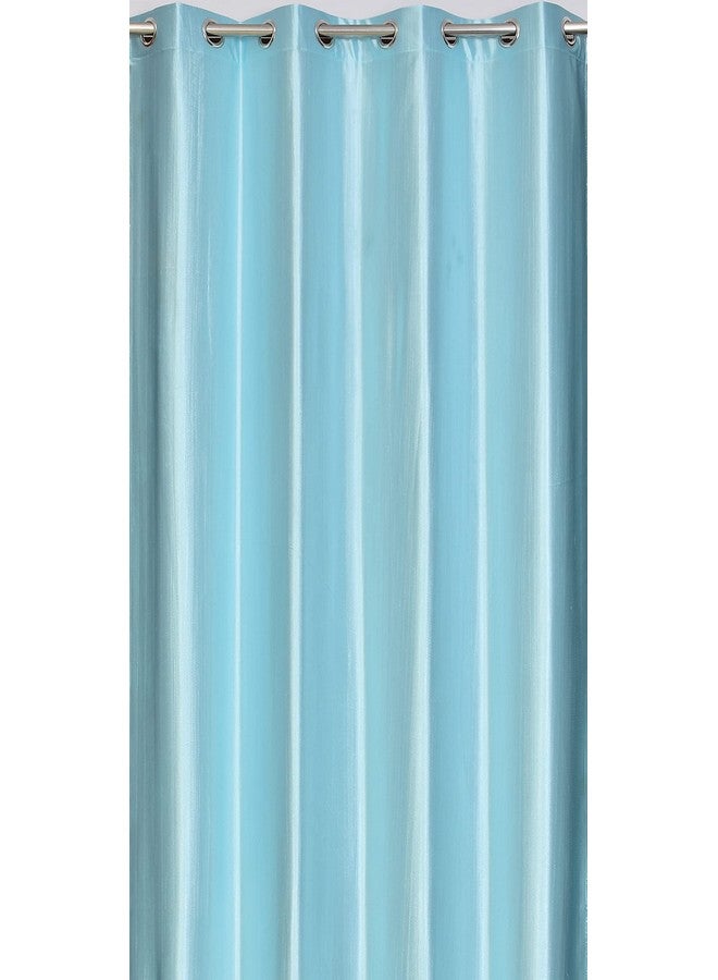 The Decor Hub Faux Texture Plain Curtains for Door with Eyelets | Room Darkening Curtains for Living Room | Sky Blue Curtains 9 Feet Set of 2 Panels - Image 3