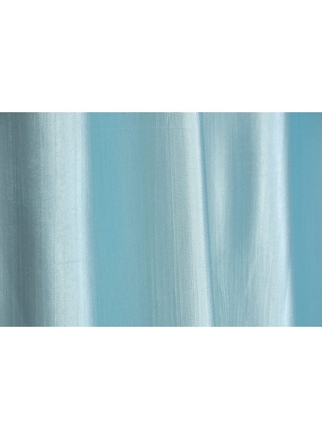 The Decor Hub Faux Texture Plain Curtains for Door with Eyelets | Room Darkening Curtains for Living Room | Sky Blue Curtains 9 Feet Set of 2 Panels - Image 5