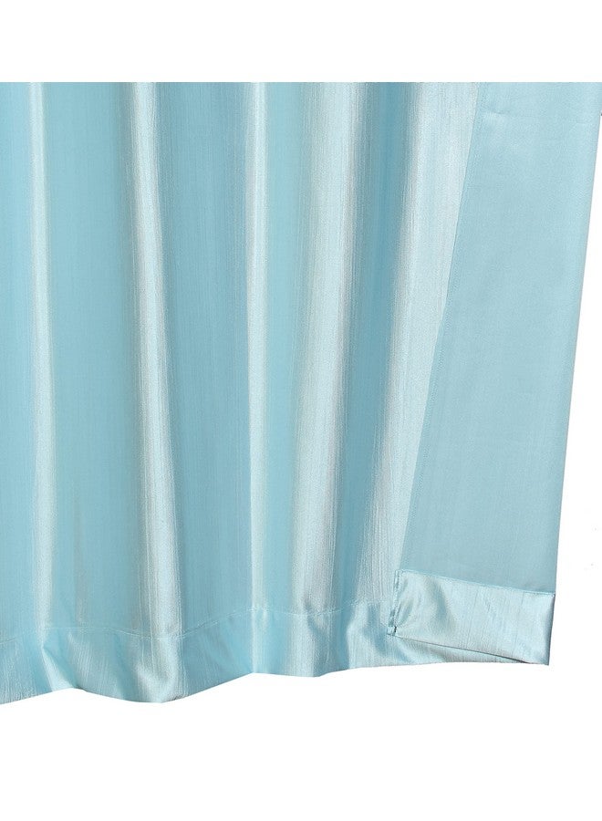 The Decor Hub Faux Texture Plain Curtains for Door with Eyelets | Room Darkening Curtains for Living Room | Sky Blue Curtains 9 Feet Set of 2 Panels - Image 4