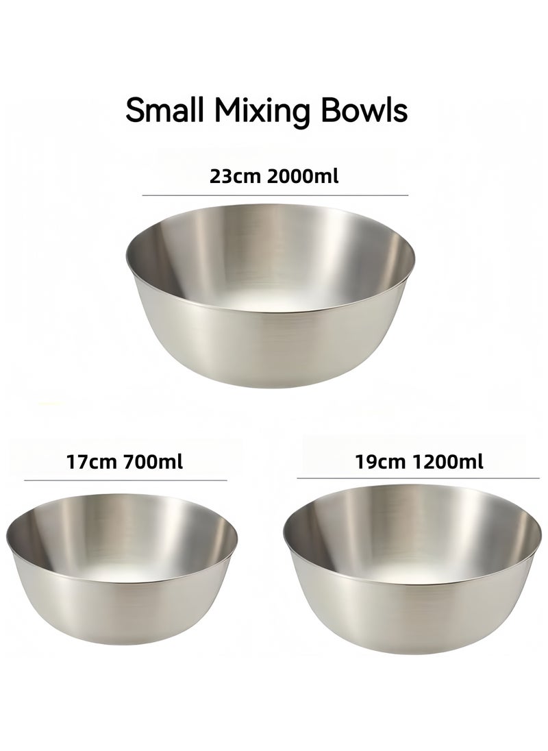 Angola Panda 3-piece 304 Stainless Steel Basin,700ml+1200ml+2000ml，Beat Eggs,Kenad Into Dough, Fruit Salad And Prepare Vegetables，Suitable for home, refrigerator and kitchen food storage organizers，Can be heated in a microwave oven  - Image 3