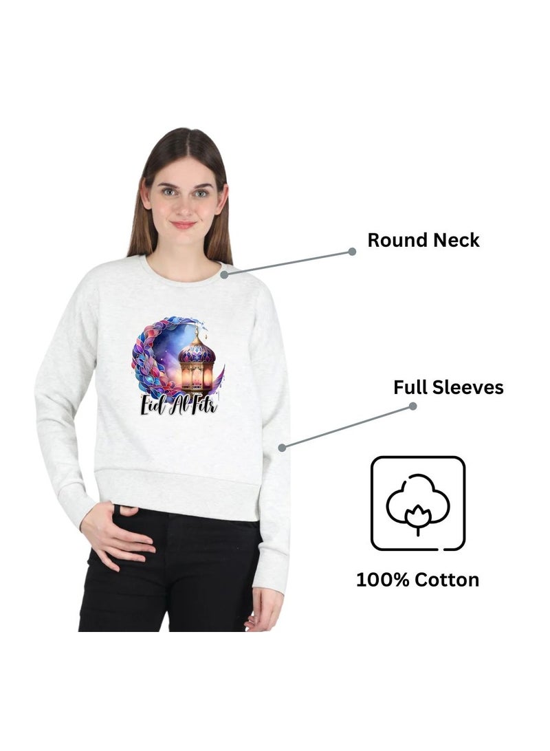 برينت شوب فور مي سويت شيرت نسائي للعيد – نسيج قطن 100% | سويت شيرت للنساء | لباس غير رسمي | سويت شيرت بأكمام طويلة ورقبة دائرية | سويت شيرت احتفالي للعيد - Image 5