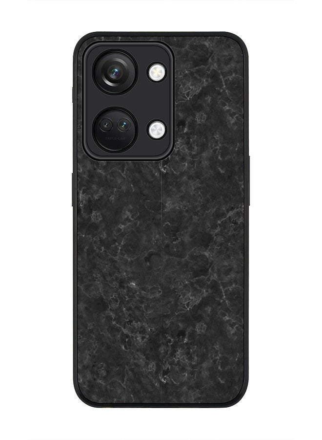 Stylizedd Rugged Black edge case for ONEPLUS NORD 3 5G / OnePlus Ace 2V, Slim fit Soft Case Flexible Rubber Edges Anti Drop TPU Gel Thin Cover -  Marble Texture Black - Image 1