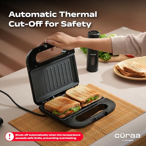 CÜRAA Grill Neo Electric Sandwich Griller & Toaster | By Celebrity Chef Sanjyot Keer | Non-Stick, 2-Slice, 1000W | 2 Yr Warranty - Image 3