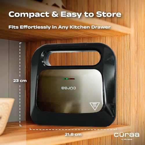 CÜRAA Grill Neo Electric Sandwich Griller & Toaster | By Celebrity Chef Sanjyot Keer | Non-Stick, 2-Slice, 1000W | 2 Yr Warranty - Image 4