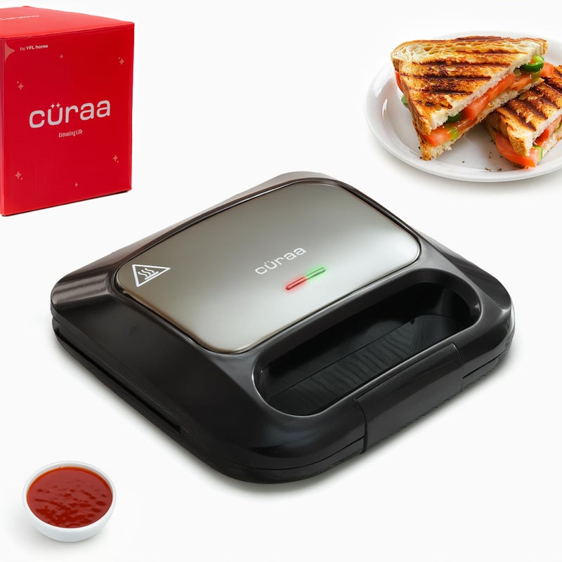 CÜRAA Grill Neo Electric Sandwich Griller & Toaster | By Celebrity Chef Sanjyot Keer | Non-Stick, 2-Slice, 1000W | 2 Yr Warranty - Image 5