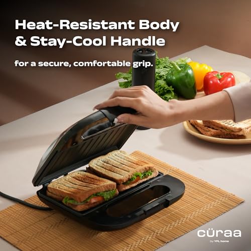 CÜRAA Grill Neo Electric Sandwich Griller & Toaster | By Celebrity Chef Sanjyot Keer | Non-Stick, 2-Slice, 1000W | 2 Yr Warranty - Image 2