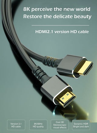 8K HDMI 2.1 Cable - Support 8K@60Hz, 4K@120Hz, 2K@240Hz, 1080P@240Hz, 48Gbps, 3D, HDR, HDCP, eARC, Dolby - Ultra High Speed HDMI Cord for Laptop, Computer, Monitor, Projectors, TV, PS4, PS5, Xbox, Switch, HDTV - view 2