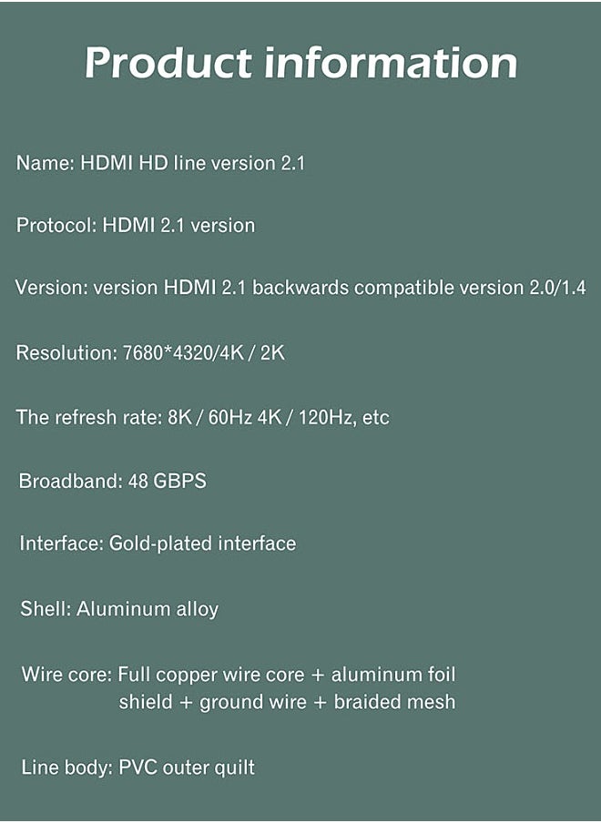 Mi VAZA - HDMI 2.1 Cable - 8K and 4K - Ultra High Speed HDMI Cord - Suitable for Computer Monitors, Projectors, TV, PS5, Xbox, Switch - Image 1