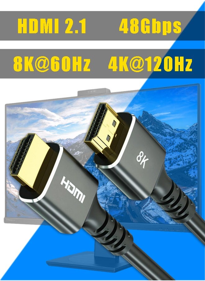 Mi VAZA - HDMI 2.1 Cable - 8K and 4K - Ultra High Speed HDMI Cord - Suitable for Computer Monitors, Projectors, TV, PS5, Xbox, Switch - Image 1