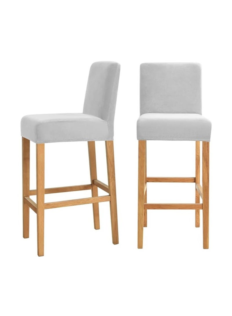 عام غطاء كرسي بار من المخمل، غطاء كرسي طاولة مطبخ، غطاء كرسي بار قابل للتمدد، مجموعة من 2، بلون رمادي فاتح. - Image 1