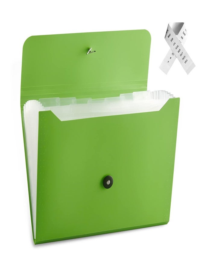 Nicfaec Expanding File Folder File Organizer 13 Pockets File Organizer Accordion Filing Folder Expandable File Folder for Documents Aesthetic Paper Organizer Folder for Work, School, Home, Office,Green - Image 1