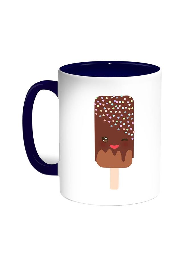 RKN Cartoon Graphics - Ice Cream Printed Coffee Mug Blue/White 11ounce - Image 1