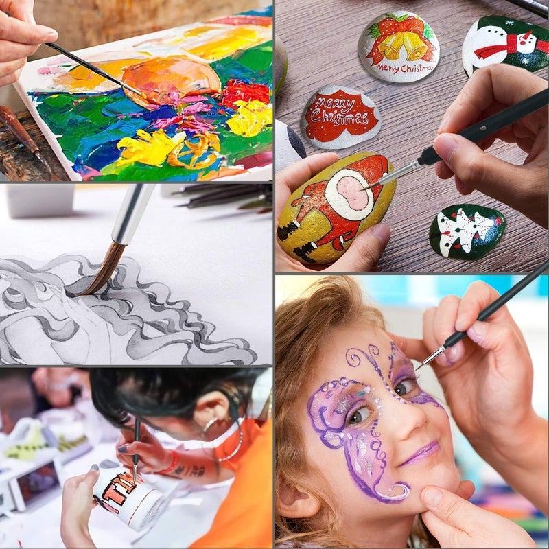 MGNLR Paint Brushes Set, Professional Wolf Fine Tip, Paint Brush Set with Nylon Hair Detailing Brush for Painting for Acrylic Painting, Figures, Watercolo, Oil Watercolor (6PCS Painting Brush) - Image 2