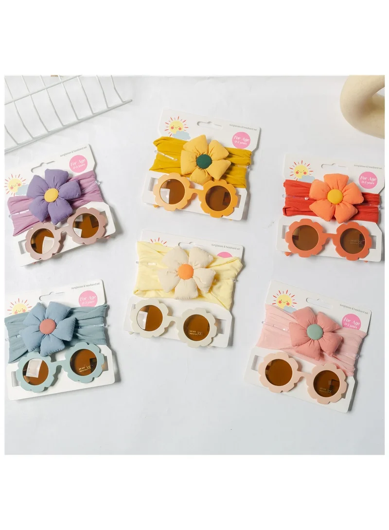 دىدانيالا Amirah Glasses and Flower Headband Set For Babies and Girls - Yellow