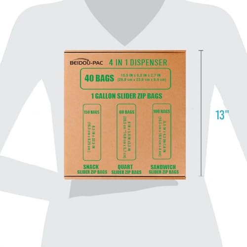 BEIDOU-PAC Combo Slider Storage Bags, 350 Count Resealable Variety Pack with Organizer, Reclosable Clear Plastic Snack, Sandwich, Quart,Gallon Size Bags (Variety Pack) - Image 5