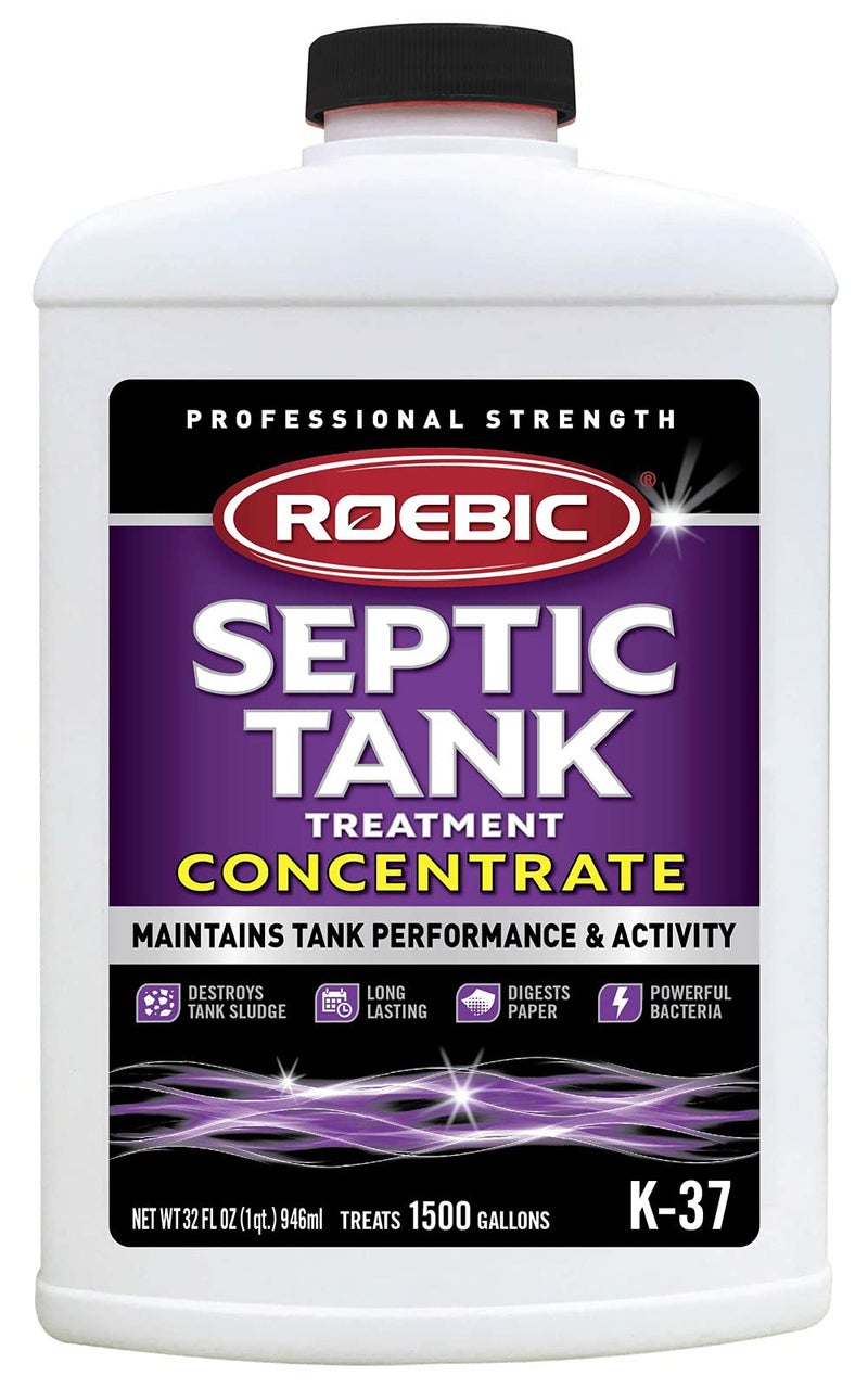 Roebic K-37-Q-C1500-4 Septic Tank Treatment: 32 oz, 16 oz Concentrate, Safe for All Plumbing Systems, Colorless Formula - Image 1