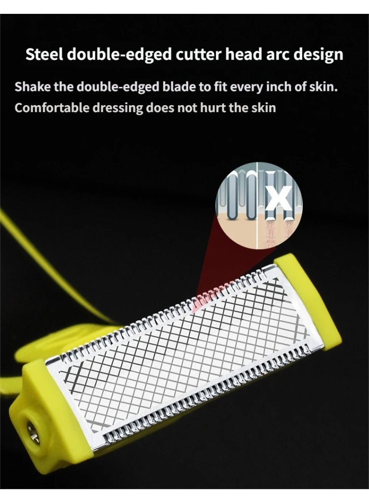 مشذب كهربائي للوجه والجسم، شفرة مزدوجة الجوانب، لاسلكي 45 دقيقة، مقاوم للماء، حلاقة جافة ورطبة للجسم كله، رمادي فحمي - Image 3